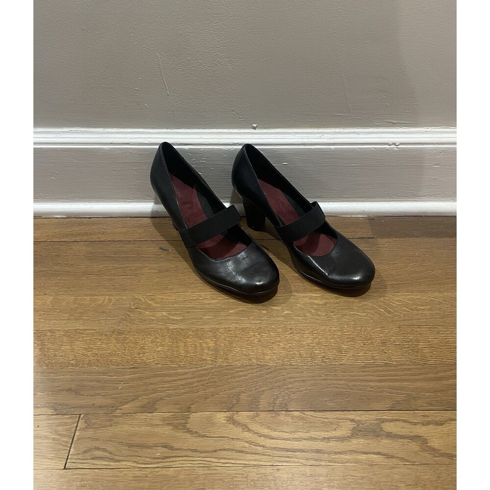 Naturalizer Black Lea Mary Jane Elastic Strap Round Toe Pump Shoes Sz 10